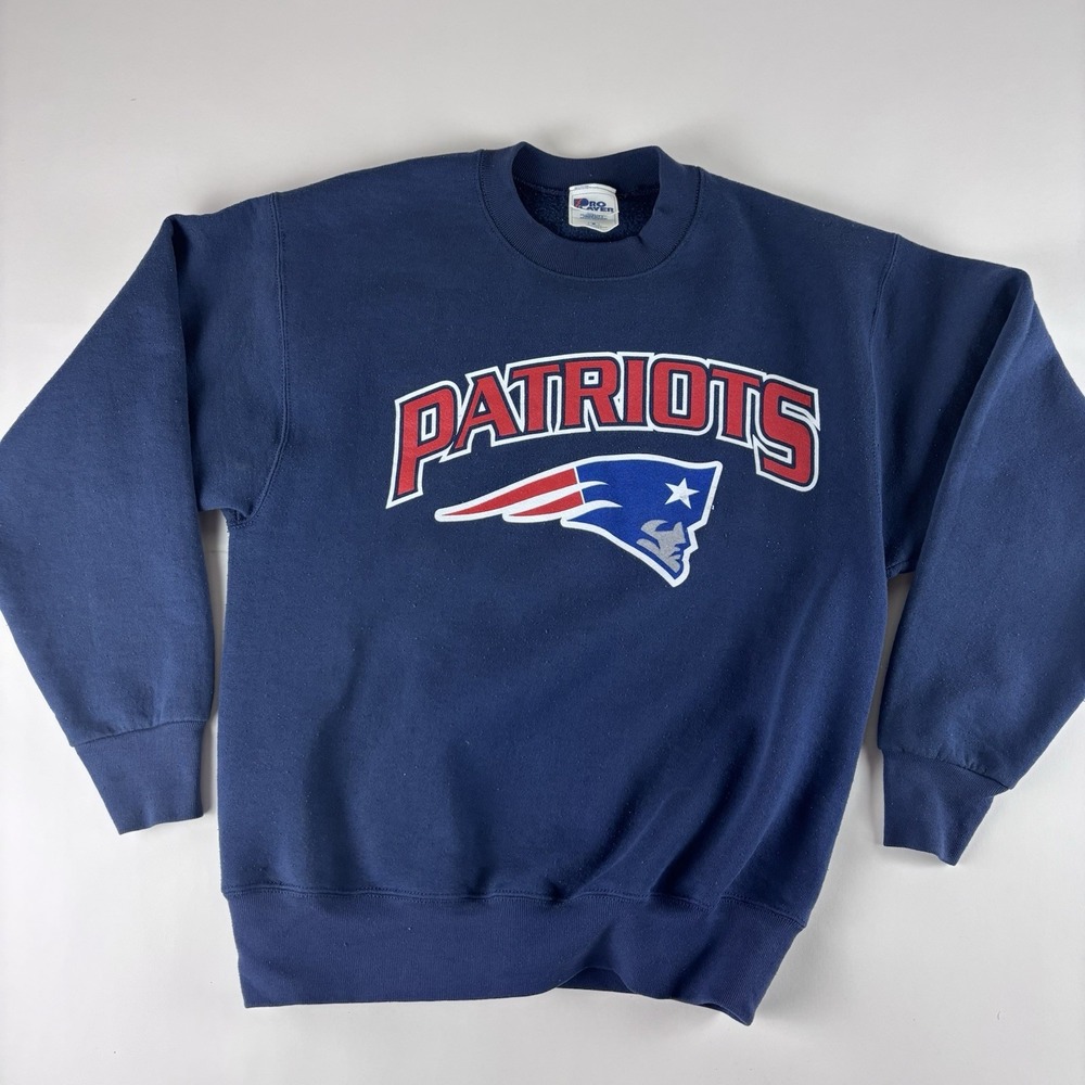 Vintage 90s Medium Pro Player New England Patriots NFL Crewneck Sweatshirt Navy